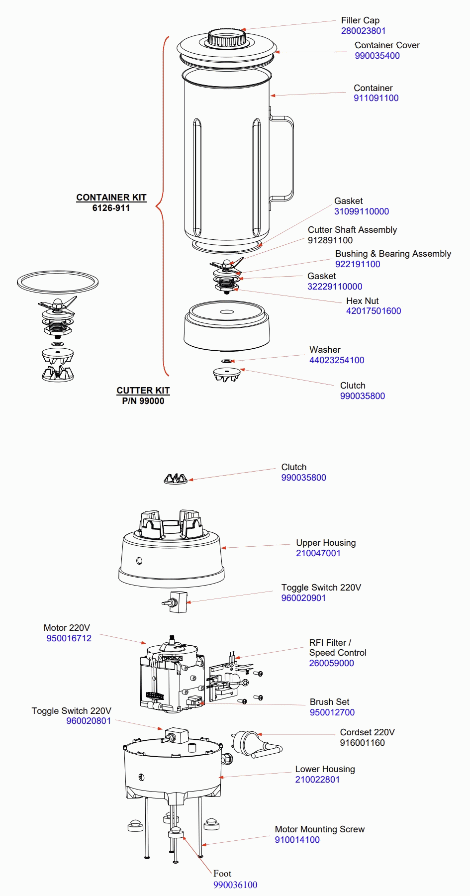 Diagram Diagram and Parts List for 1G911-UK-G  Hamilton Beach Blender
